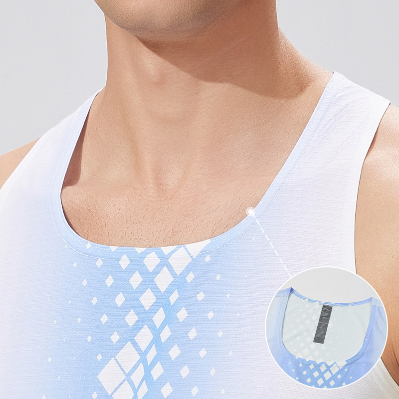 Picture of Summer New Men's Sleeveless Printed Fitness Running Vest Cross-Border Domestic Sales Breathable Lightweight Quick-Drying Sports Vest
