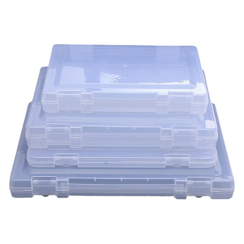 Wholesale transparent portable portable buckle plastic file box examination paper data bill classification storage A4 file box