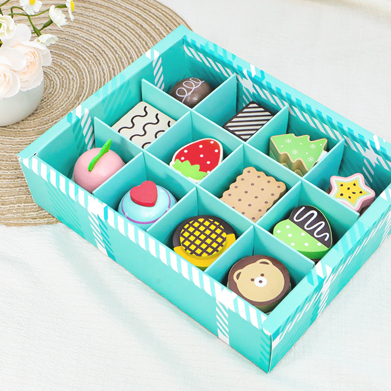 Children's Wooden Simulation 12 Dessert Play Home suit Kindergarten Cake Afternoon Tea Interactive Educational Toys