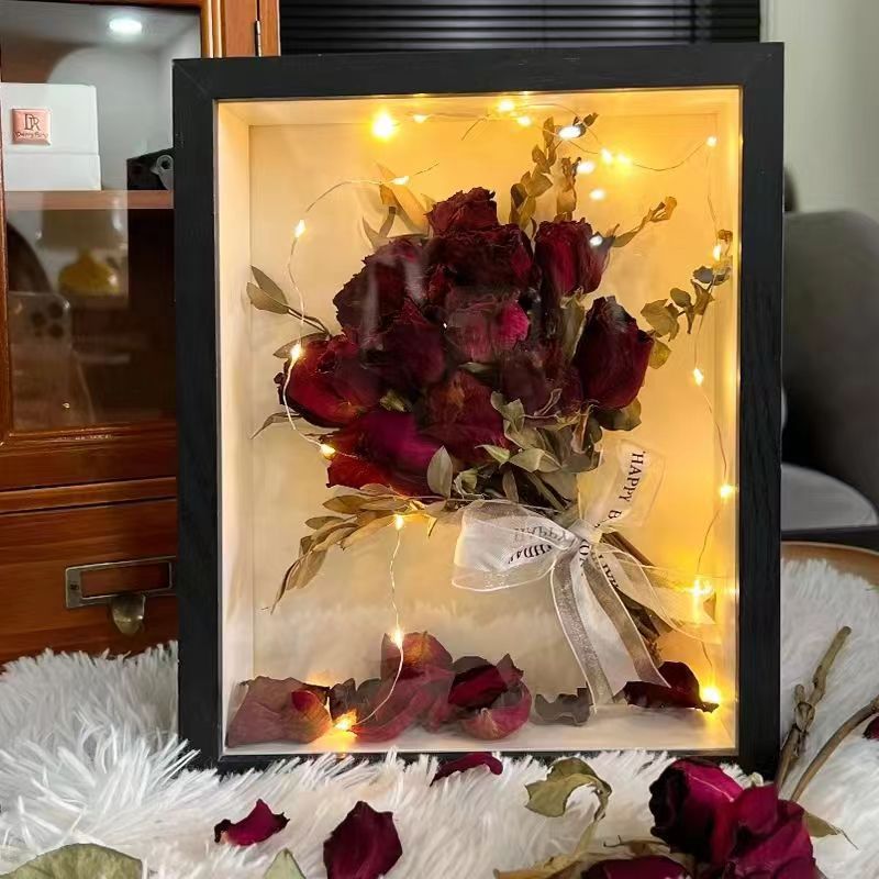 Hollow Stereo Dried Flower Photo Frame Eternal Flower Decorative Picture Frame Handmade DIY Light Painting Table Hanging Wall Crafts Frame