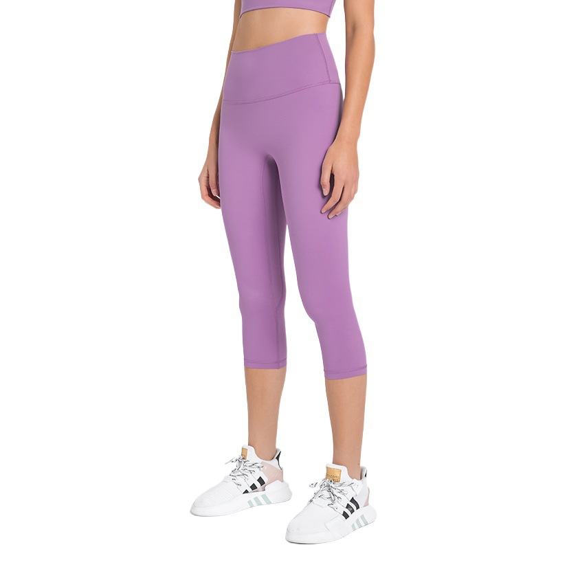 Spring and Summer New No Embarrassment Line Naked Yoga Cropped Pants High Waist Hip Slimming Sports Fitness Pants for Women DL065