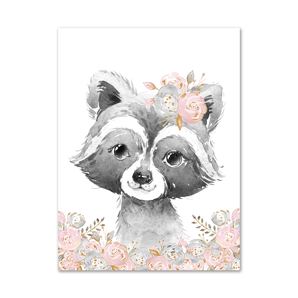 Picture of Cartoon animal Children Baby English letters Custom Baby Name bedroom canvas hanging painting decorative painting core