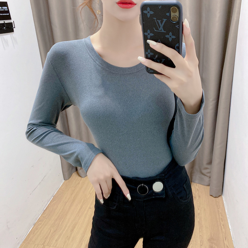 Picture of Base shirt de velvet warm clothing women's autumn and winter long sleeve heating round neck top women's slim fit women's clothing live wholesale