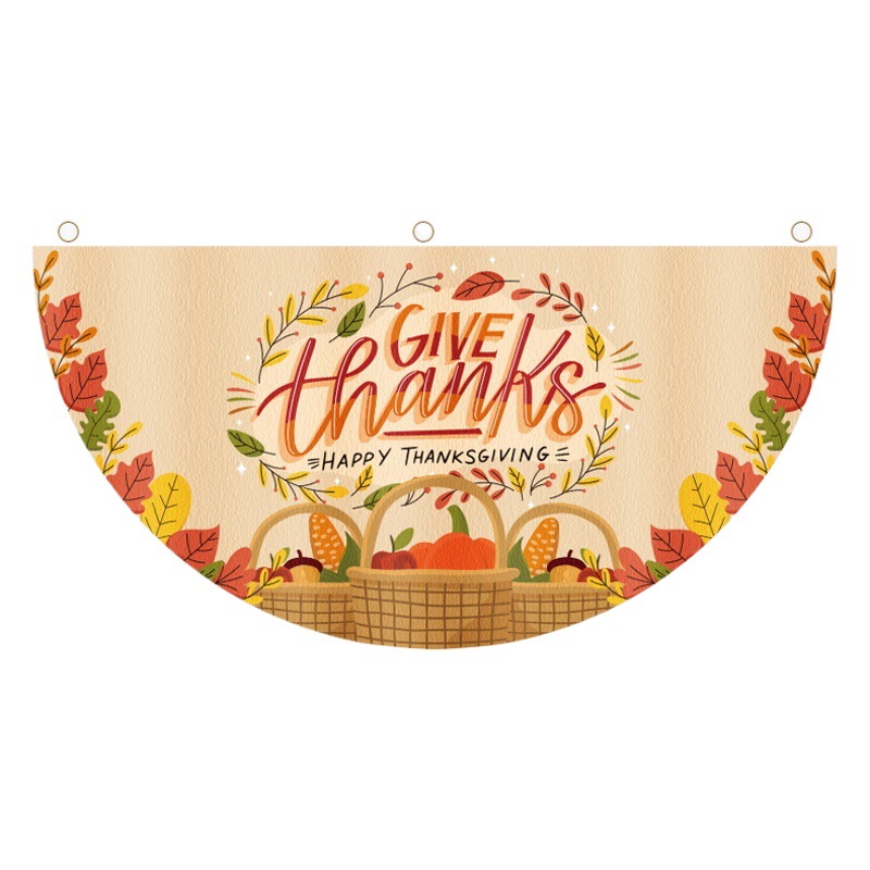Cross-border New Thanksgiving Fan Flag Outdoor Decorative Hanging Garden Flag Flag Creative Cartoon Printing