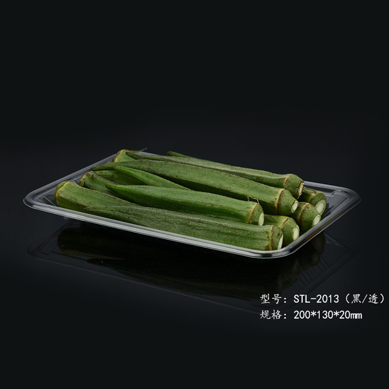 Shituli Disposable Plastic Packaging Fresh Tray Plastic PET Packaging Black Transparent