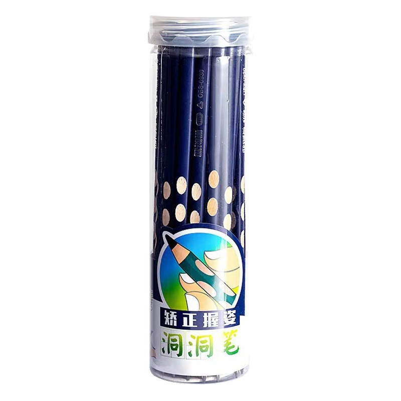 Hole Pencil for Elementary School Students 2B Pencil with Correct Grip Triangle Barrel Hb Writing Pencil Children's Special Hole Pencil
