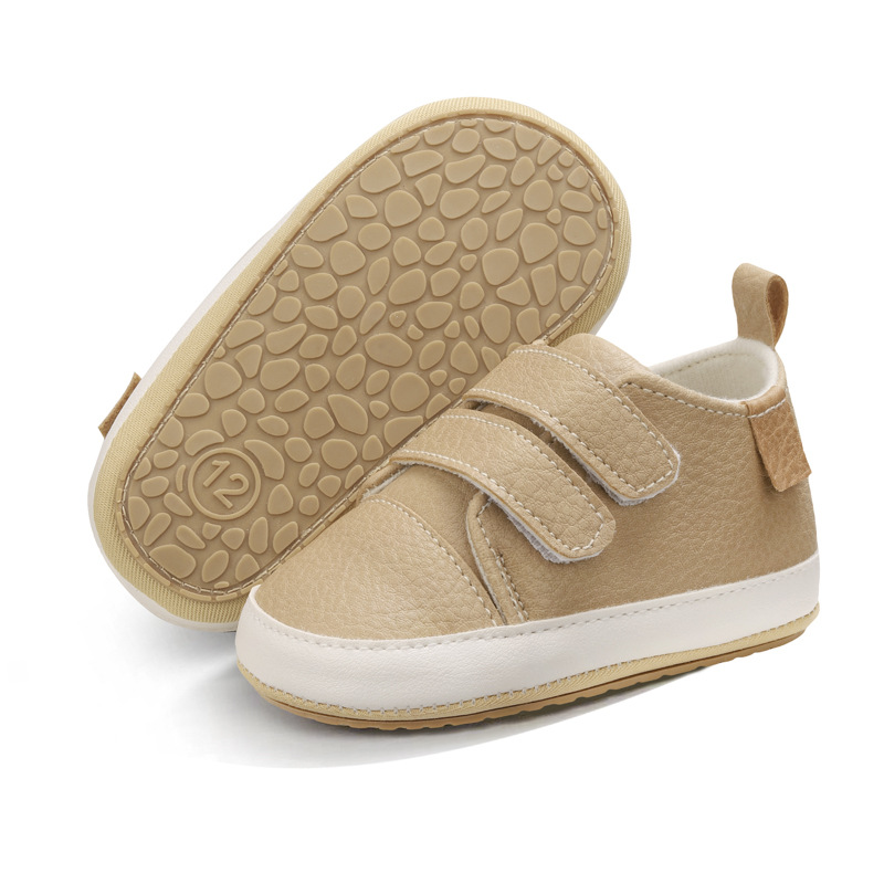 Picture of Spring and Autumn 0-1 Year Old Baby Toddler Shoes PU Velcro Baby Boys and Girls Wave Shoes Indoor and Outdoor Leather Shoes with Soft Sole