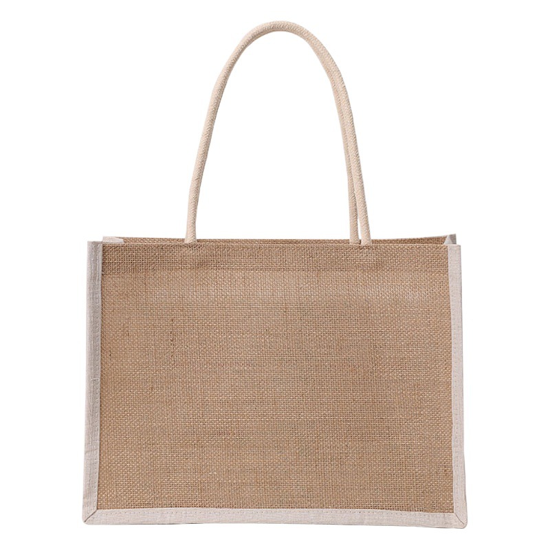 Linen Bag Spliced Cotton and Linen Bag Spot Wholesale Blank Linen Handbag Stereo Sack Hand-Painted Graffiti Jute Bag