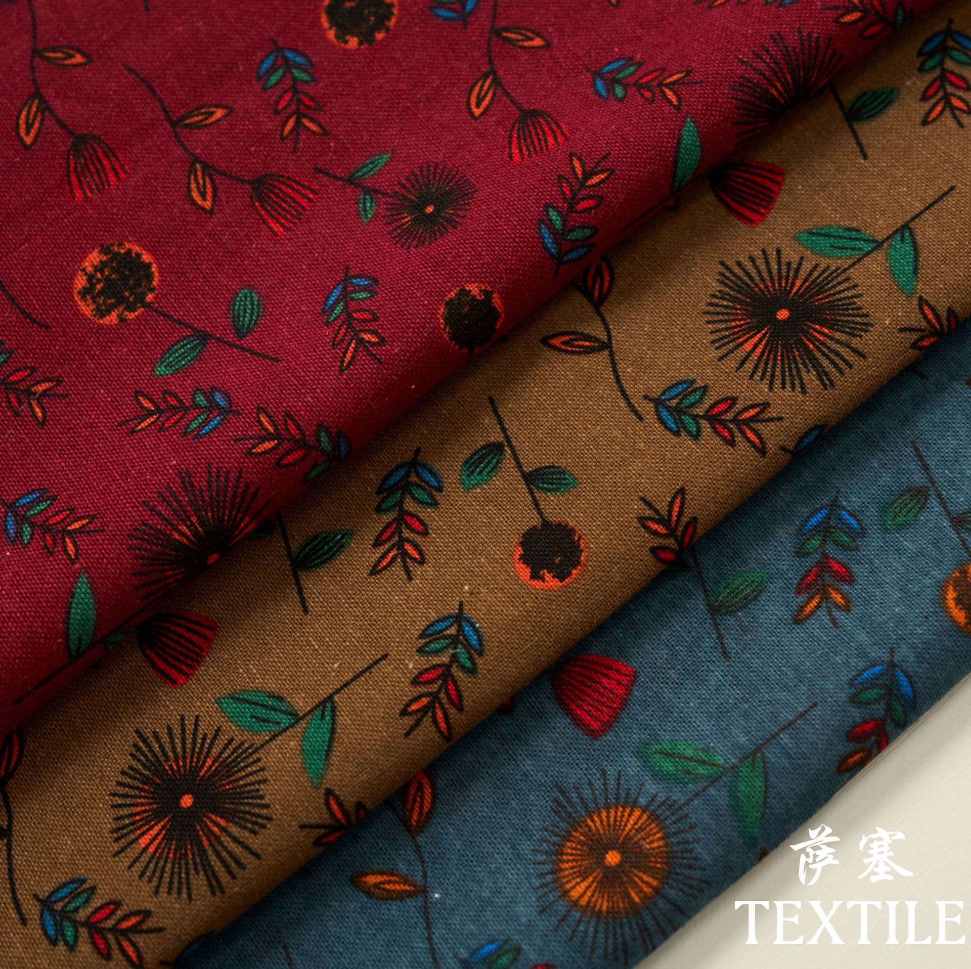 Picture of Cotton and Linen Digital Printing Fabric Printing Fabric Small Floral Cloth Retro Pastoral Clothing Fabric