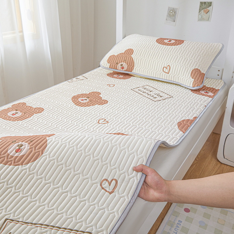Picture of Class A latex mat three-piece set summer ice silk bed sheet bed hat foldable non-slip cooling soft mat air-conditioning mat