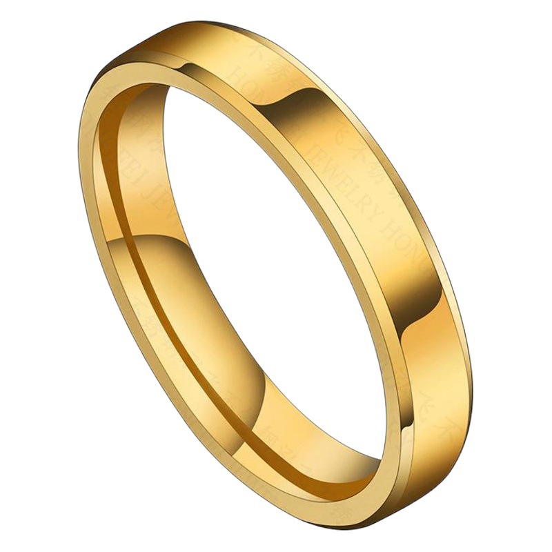 Europe and the United States hot classic three-color ring simple narrow version 4mm Bevel smooth ring titanium steel ring spot direct sales