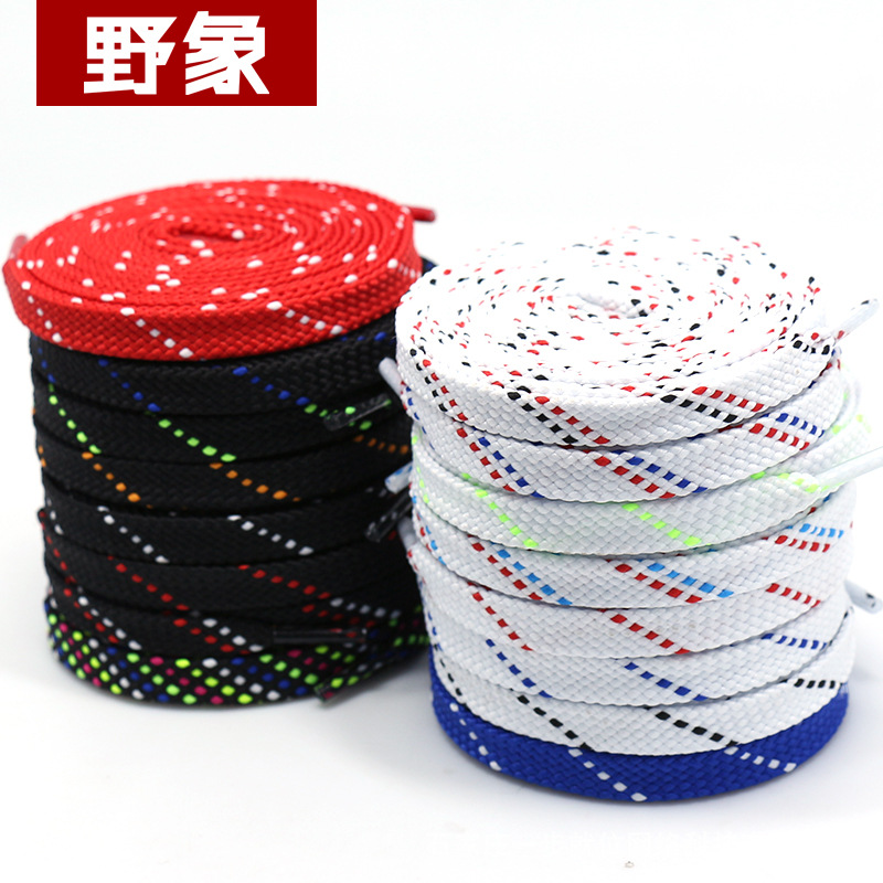 Factory wholesale twill weave shoelace casual shoes black and white stripe double flat shoelace personality color shoelace rope