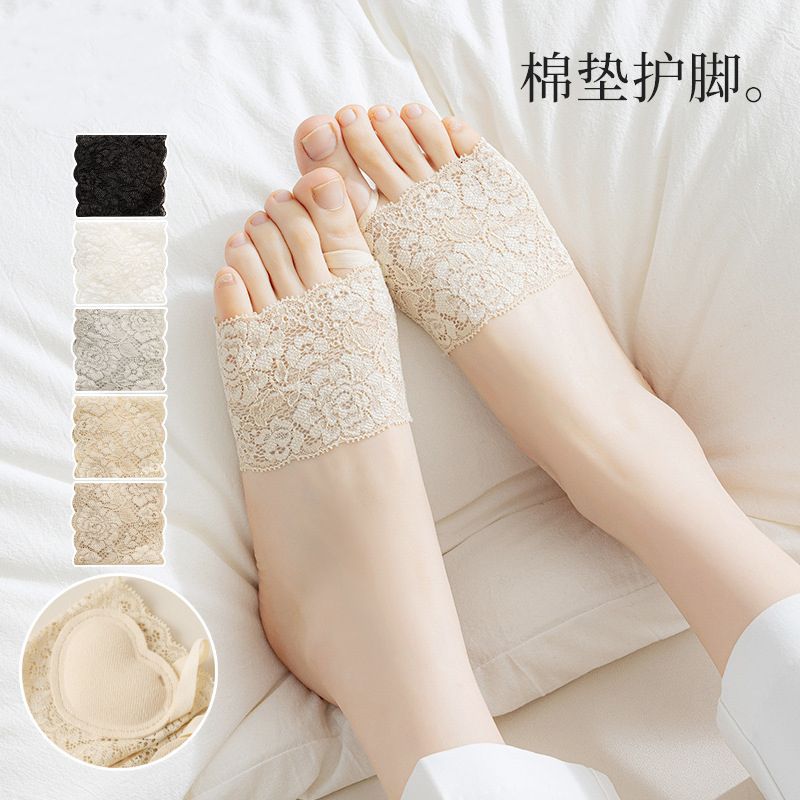 Half-palm socks women's boat socks summer thin invisible non-slip heel-proof summer socks high heels lace half socks