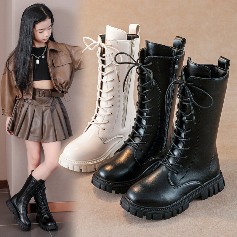 Girls Boots Winter 2025 New High Boots Korean Style British Style Boots Princess Leather Boots Little Girl Boots