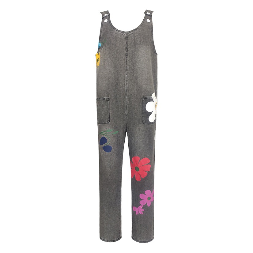 2025 Summer European and American Loose and Comfortable Women's Sleeveless Cool Bohemian Style Printed Jumpsuit Cool and Breathable