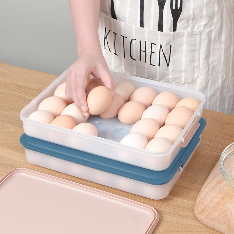 Refrigerator Egg Storage Box Kitchen Compartment Plastic Egg Rack Household Snap Egg Fresh-keeping Box with Lid