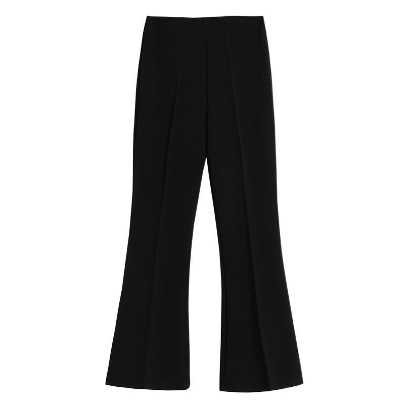 Black High-end Micro-La Suit Pants Women Summer 2023 New Fashion High Waist Narrow Edition Straight Leg Pants Draped