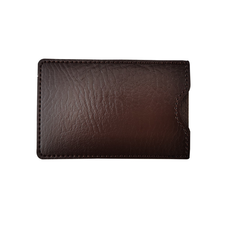Picture of Source manufacturers thick card sleeve PU flat leather sleeve wooden comb sleeve black brown card sleeve pu leather logo