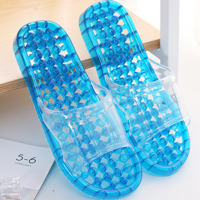 Round Bead Massage Slippers for Women's Bathroom Cut Out Leaking Plastic Bathing Women's Summer Autumn Couple's Clogs Sandals and Slippers