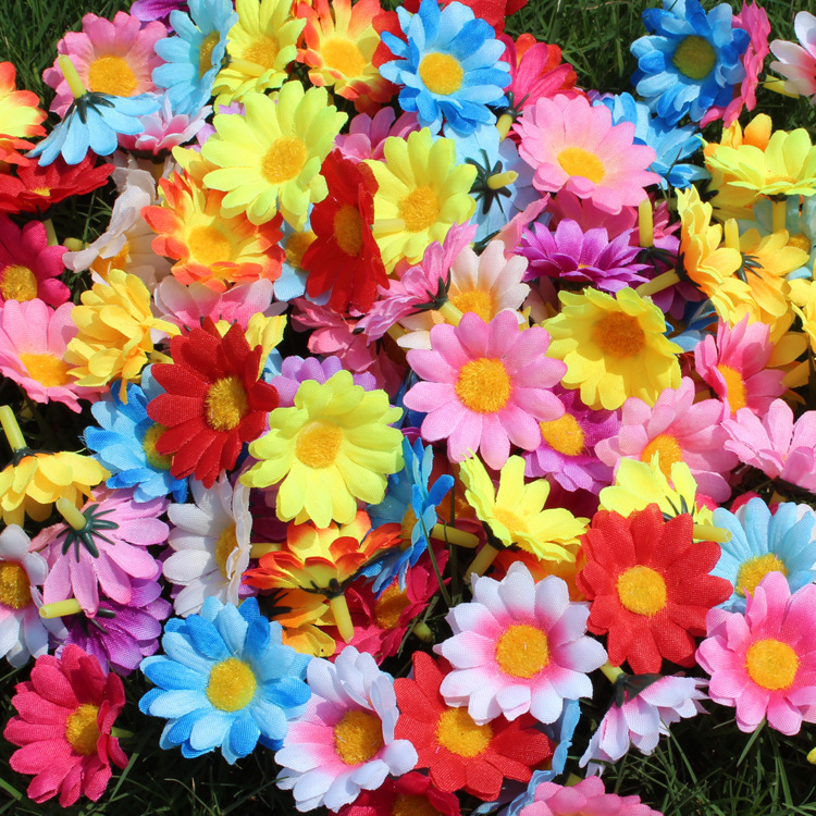Simulated Small Daisy Artificial Flower 4cm Two-Layer Small Chrysanthemum Sunflower Sunflower Artificial Flower Chrysanthemum Flower Head