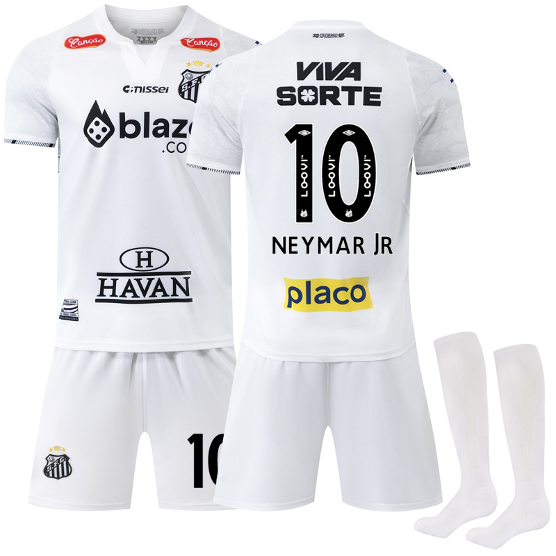 Picture of 2425 Sportswear No.10 Neymar Jersey White Brazilian League Away Stripes Santos Home Football Suit