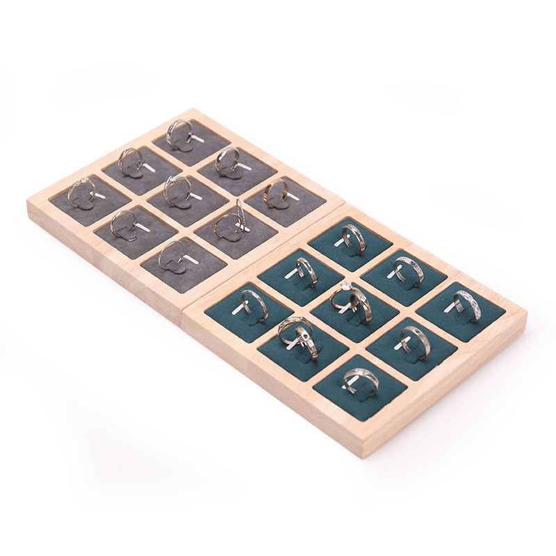 Picture of Simple solid wood oak 9-bit ring display tray pendant lucky beads Lucky Diamond ring ring ring pair ring display holder