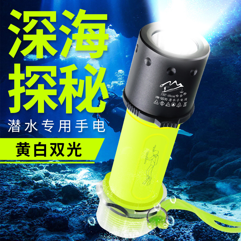 Diving Special Flashlight Strong Light Charging Outdoor Super Bright Waterproof Underwater Professional Deep Diving Night Diving Fish Searchlight