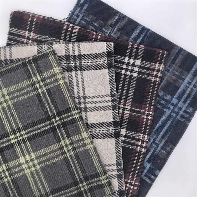 Flannel-dyed plaid fabric, autumn/winter thickened cotton brushed shirts for men and women, children's shoes, hat fabrics, in stock with discounts