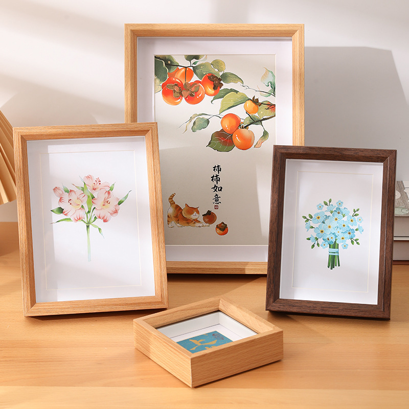 Picture of Hollow three-dimensional photo frame table 6 inch photo frame 7 inch 8 inch 10 inch A4 wooden specimen photo frame inclined wall frame