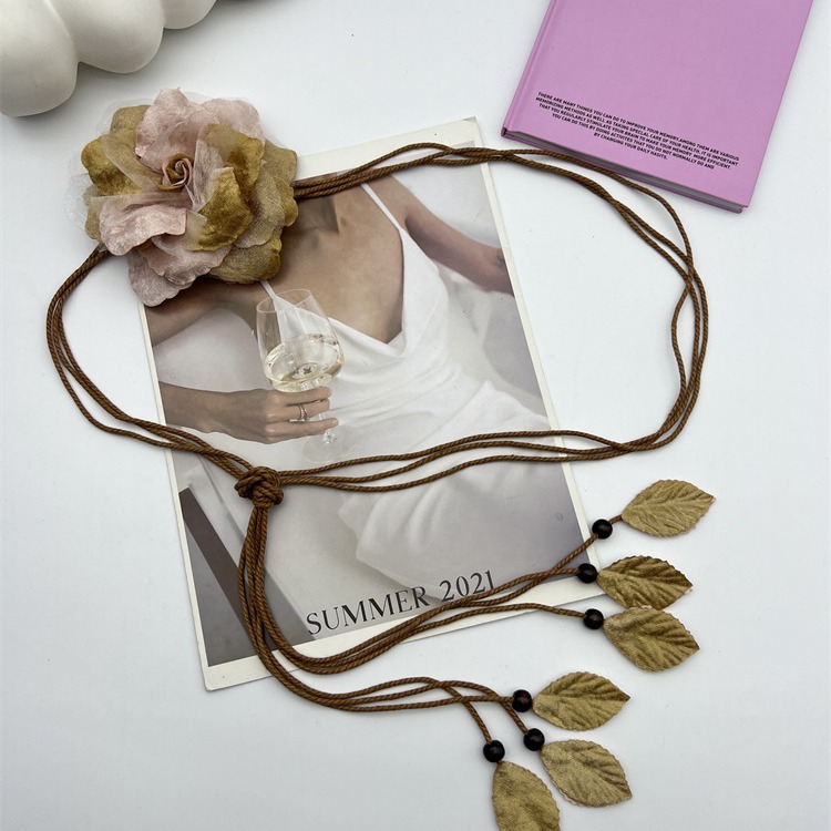 New Chinese Style Belt Women's Fashion Decoration with Skirt dress Shirt Flower Wax Rope Waist Chain Accessories 2024 New