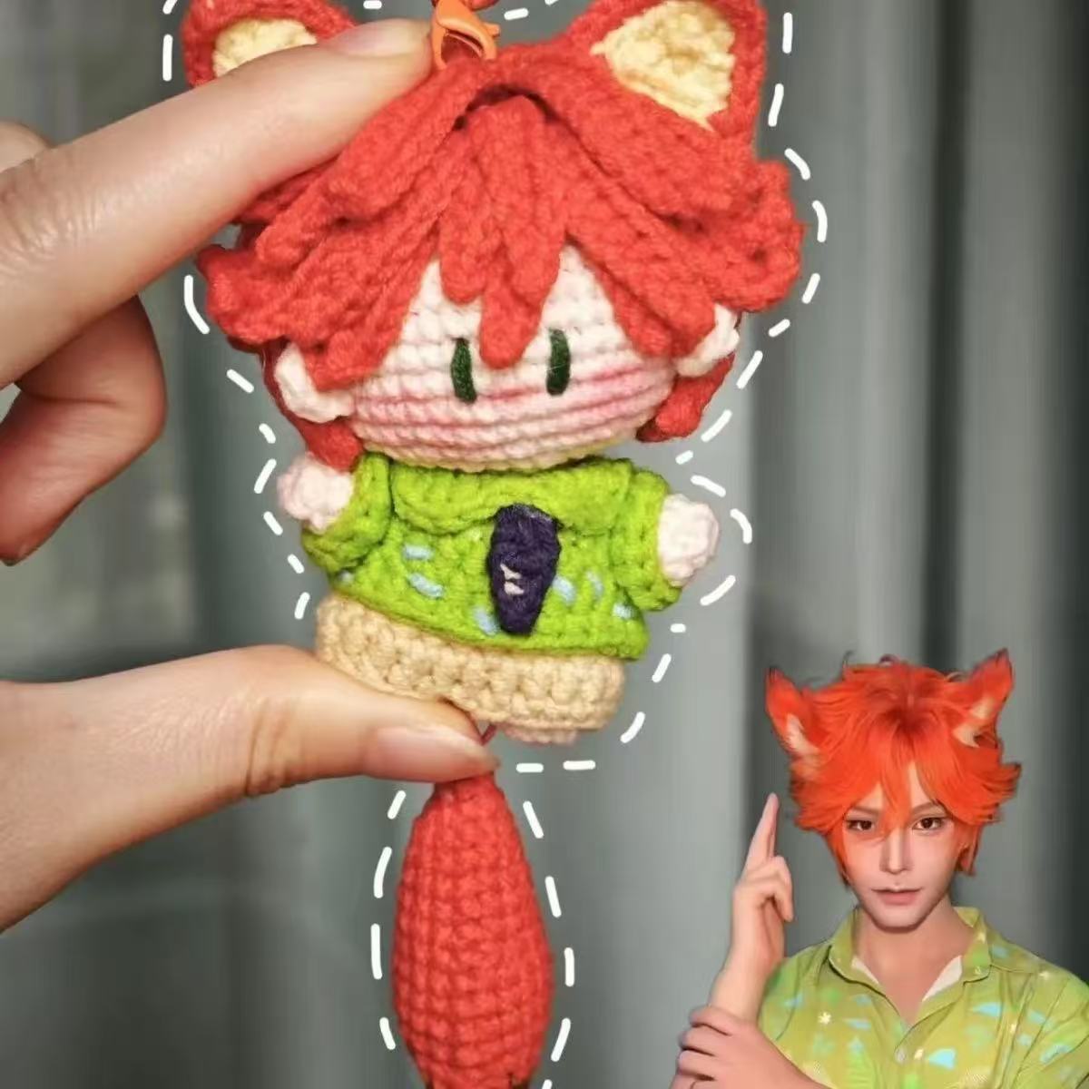 Ding Yuxi fox hand-knitted DIY material bag pendant keychain woolen crochet handmade doll from