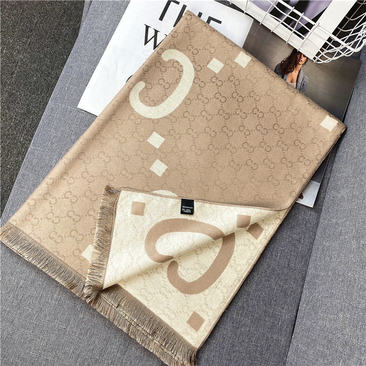 Picture of 2024 New Fashionable Big-Name Versatile Orange High-End Wool Cashmere Shawl Scarf for Women Winter Dual Use