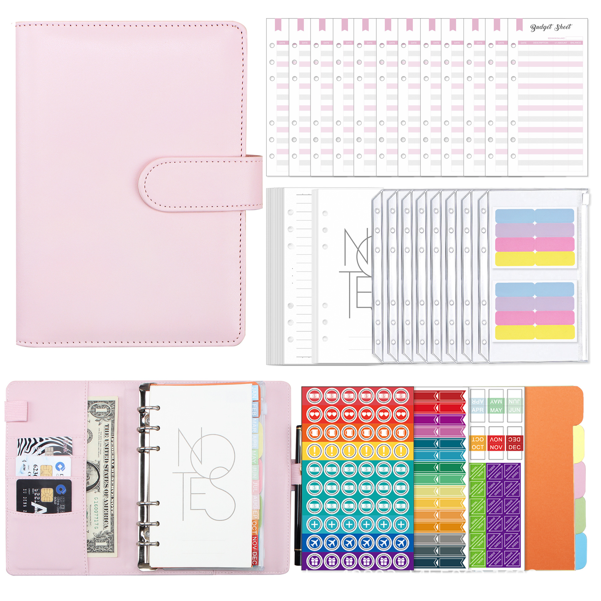 Picture of Macaron A6 Binder Accounting Notebook Planner Cash Budget Planner Japanese and Korean Cute Style