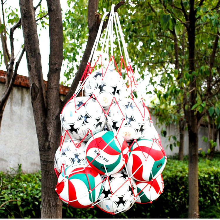 Picture of Basketball football big net bag kindergarten large capacity can be installed 10-25 ball bag thick nylon rope storage bag