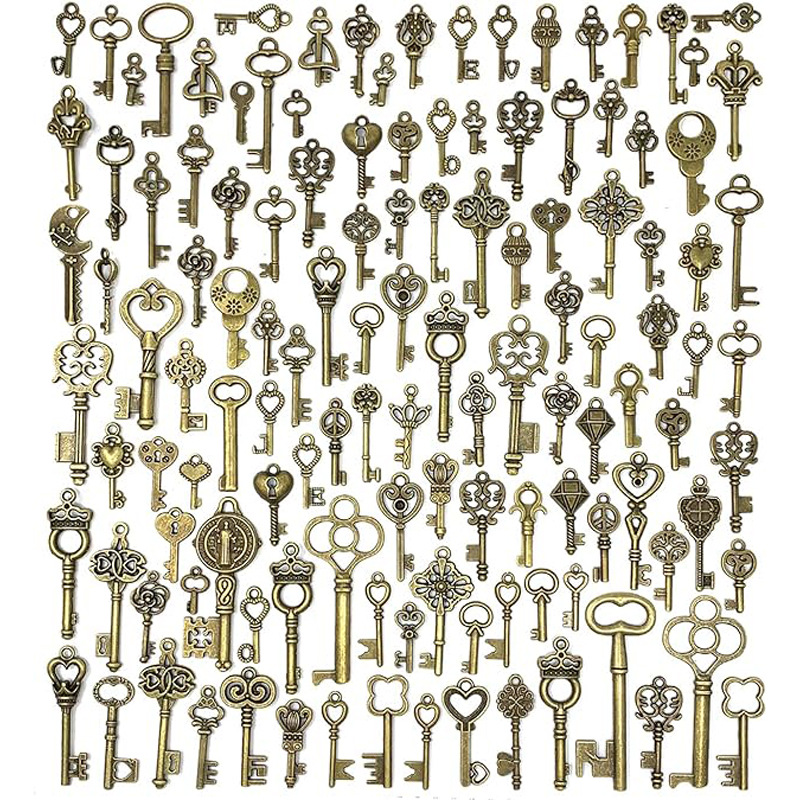 125 mixed alloy retro key dIY pendant fashion accessories pendant 170 g/bag factory wholesale
