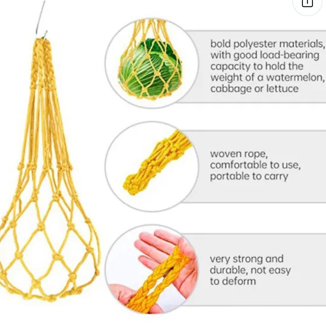 Picture of Extra Large Green Hanging Feeding Net for Parrots, Roosters, and Hens, Woven Foraging Toy, Small Net Bag