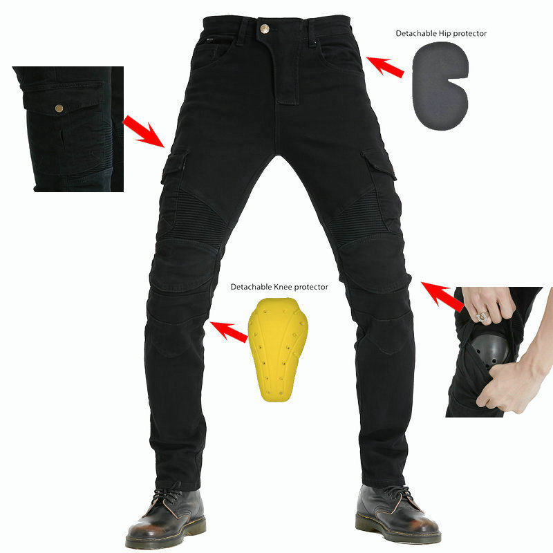 Picture of New Motorcycle Pants, Four-Season Casual Pants, Slim Black Cargo Pants, Motorcycle Cycling Jeans, Men's Multi-Bag