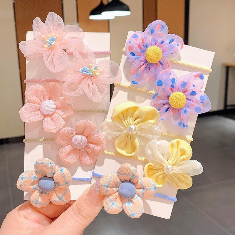 Children's Cute Flower Rubber Band Hair Band Set Baby Does Not Hurt Hair Elastic Good Girl Baby Headband Hair Accessories Female