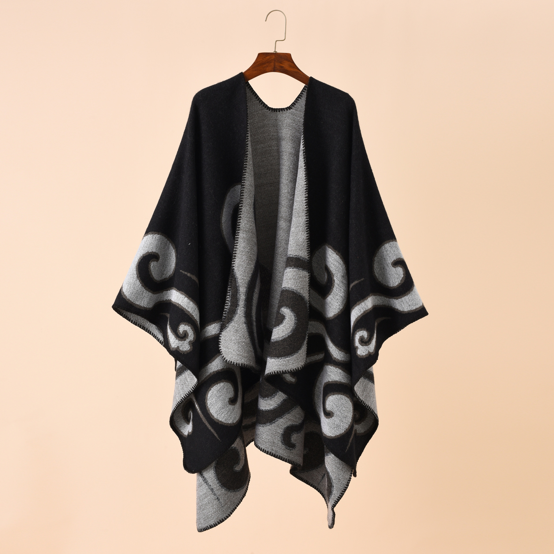 Autumn and winter cross-border new European and American Street auspicious cloud pattern herringbone pattern cashmere warm shawl