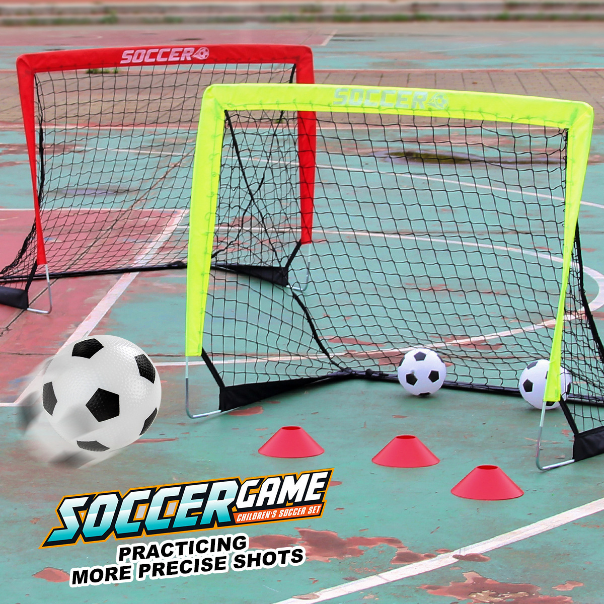 Picture of Children's Kindergarten Indoor and Outdoor Sports Portable Stacked Football Door Parent-Child Interactive Game Playing Football Toy