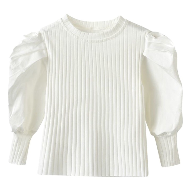Girls' Puff-Sleeved Bottoming Shirt 2024 Autumn New Style Kidsren's Style Long-Sleeved T-Shirt Korean Style Cotton Top