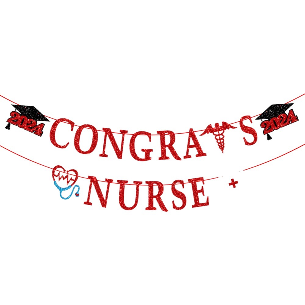Doctor and NURSE Festival Theme Graduation Season Decoration Flag CONGRATS NURSE Flag Flower Cake Card