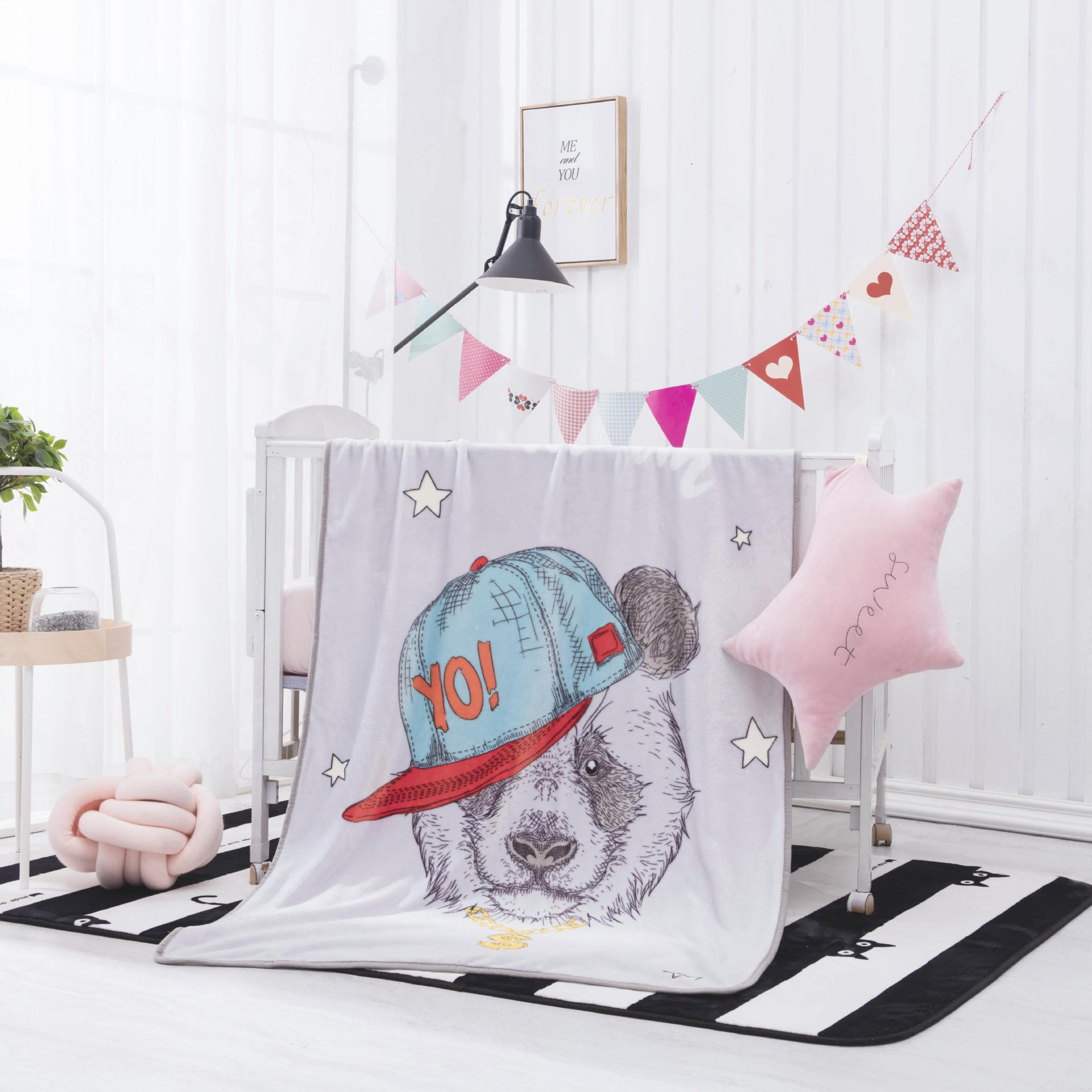 Picture of Children's Blanket Kindergarten Spring and Autumn Baby Coral Fleece Blanket Spring and Summer Single Layer Thin Blanket Office Nap
