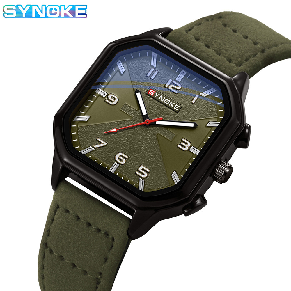 SYNOKE Time New Arrival Men's Quartz Watch Sport Retro Belt Square Total Watch Student Trend