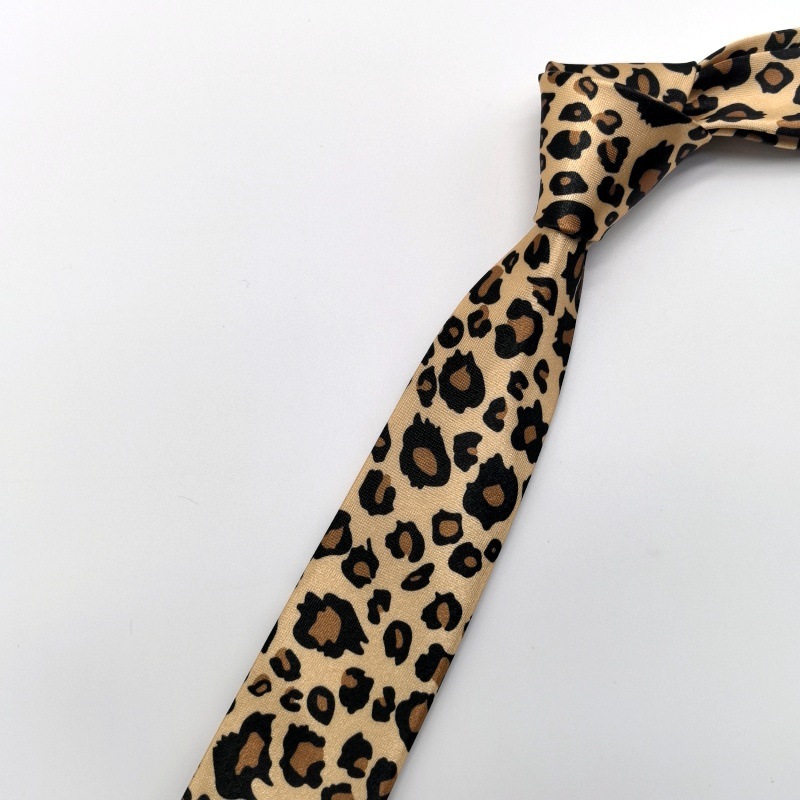 Picture of Ultra-narrow 5cm printed tie leopard print hand-tied unisex casual tie