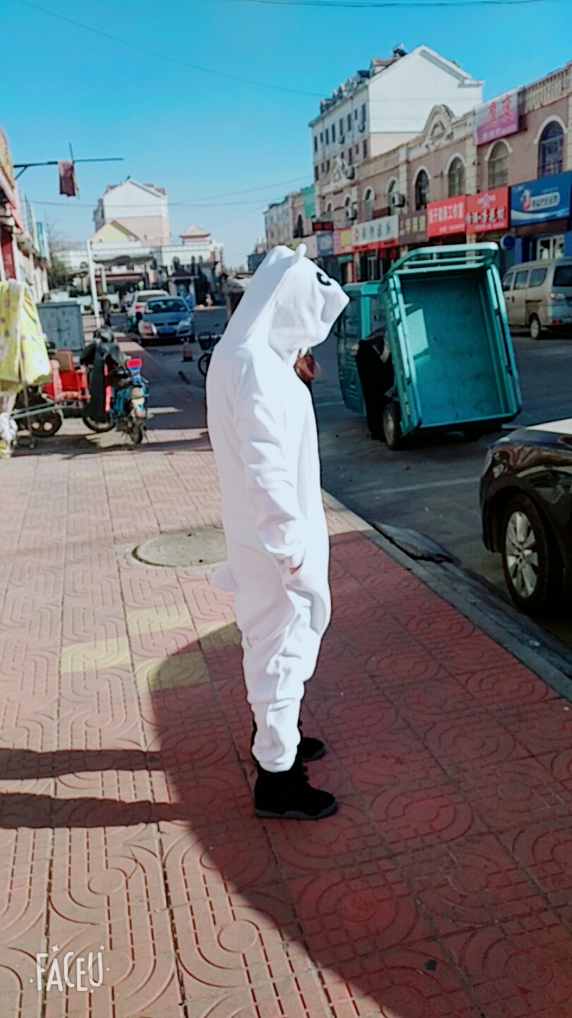kigurumi autumn and winter animal cartoon couple conjoined white polar bear pajamas home clothes a generation of hair