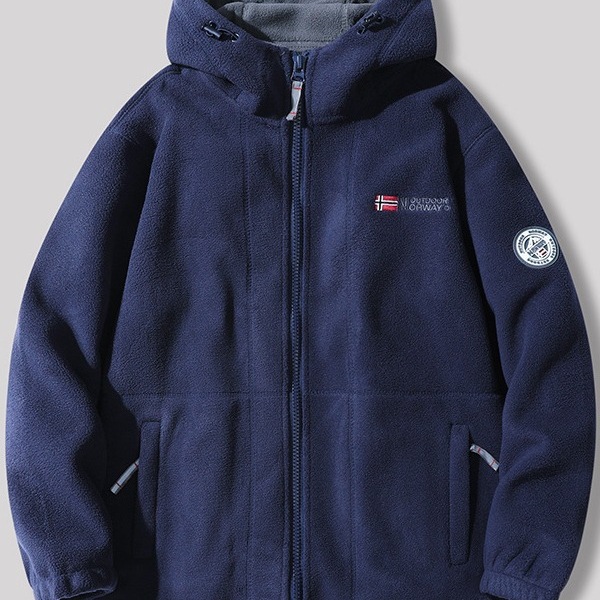Picture of Exported to Norway hooded padded fleece winter warm double-sided polar fleece extra thick Changshu same couple's top