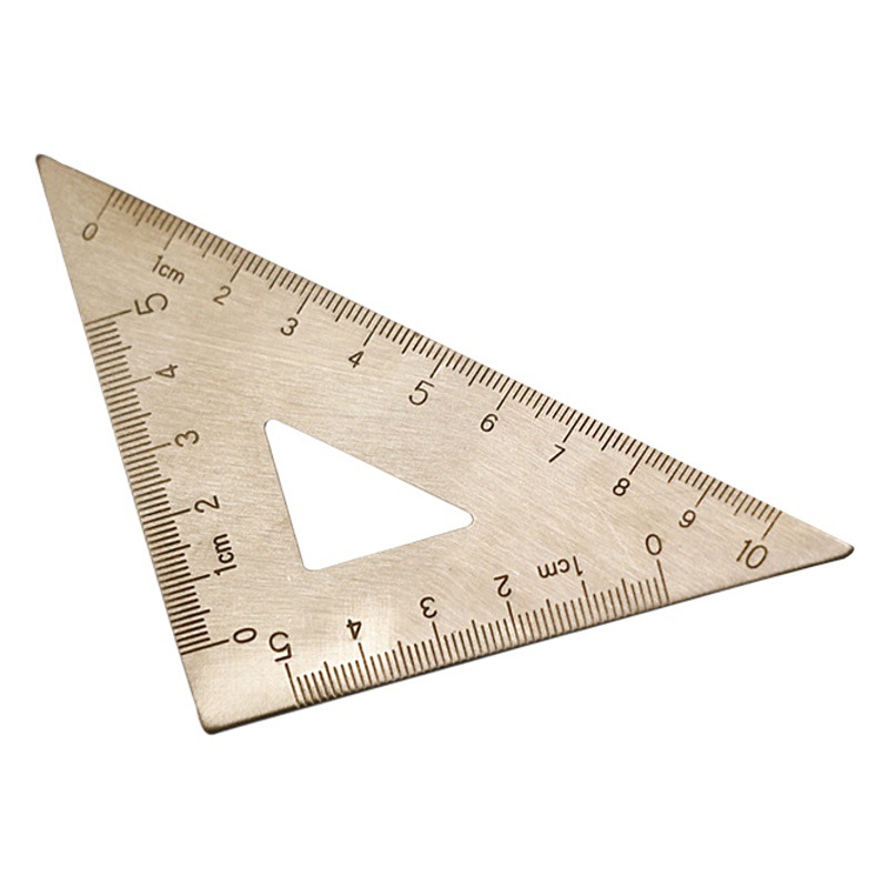 Spot triangle equilateral brass ruler retro isosceles triangle ruler metal angle ruler laser engraved logo