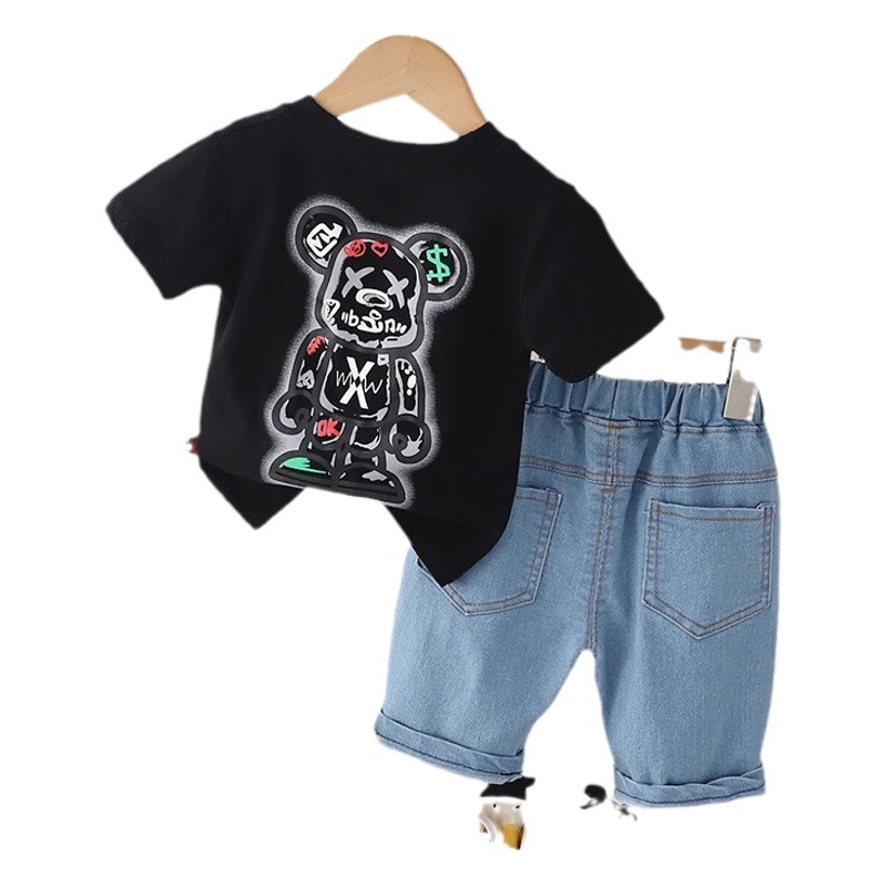 Boys suit boys summer 2023 new summer children's foreign style short sleeve children's cartoon two-piece wholesale