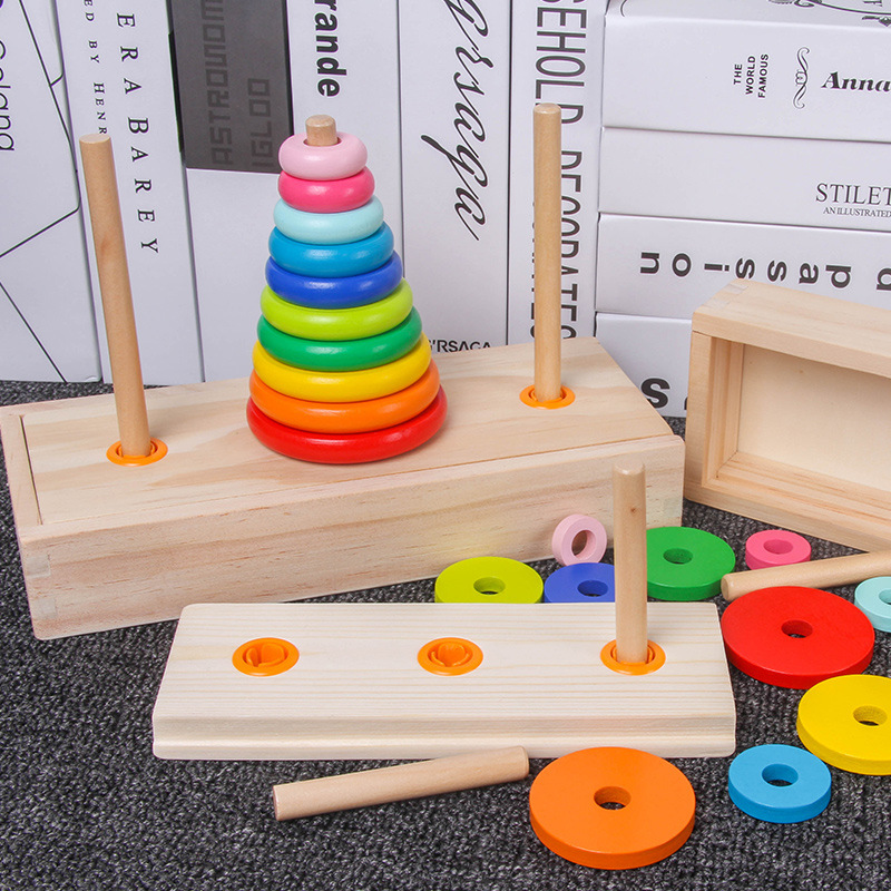 Wooden Tower of Hannover Ten-storey Children's Customs Clearance Toys Early Education and Intelligence 8-storey Primary School Students Stacked Music Building Blocks 5-6 Years Old